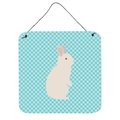 Micasa New Zealand White Rabbit Blue Check Wall or Door Hanging Prints6 x 6 in. MI229819